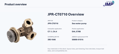Introducing the New JPR-CT0710 JMP Marine Seawater Pump for Caterpillar & Perkins Engines
